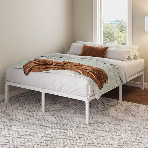 Image of Allewie Full Size Bed Frame, 12 Inch Metal Platform Beds with Storage Space, No Box Spring Required and Easy Assembly, White