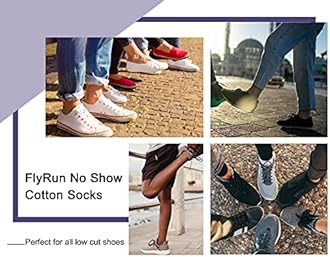 FLYRUN Mens No Show Cotton Socks 8 Pack Low Cut Casual Sock with Non-Slip Grips