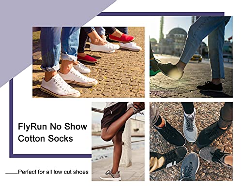 FLYRUN Mens No Show Cotton Socks 8 Pack Low Cut Casual Sock with Non-Slip Grips