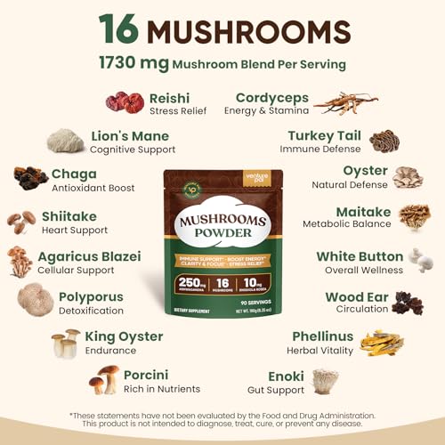 Image of Venture Pal 16 in 1 Mushroom Powder 1730mg Adaptogenic Mushrooms Supplement
