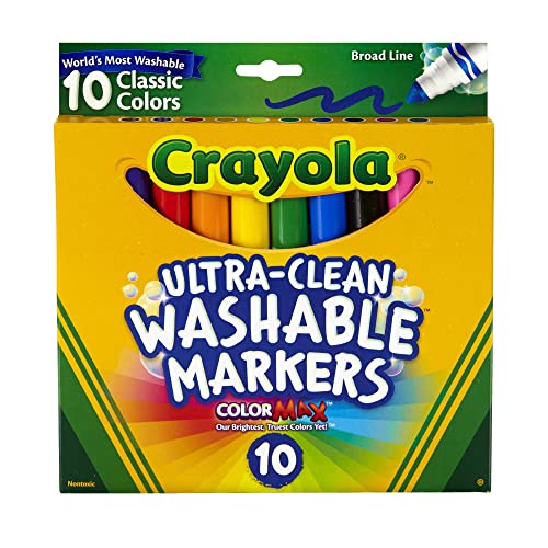 Image of Crayola Ultraclean Broadline Classic Color Max Washable Markers (10 Count), (Pack of 4)