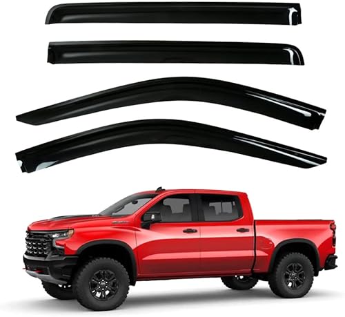 AUTORIFIC Protectores de lluvia con cinta adhesiva, deflector de ventana lateral, viseras de ventilación, juego de 4 piezas extra duradero para GMC