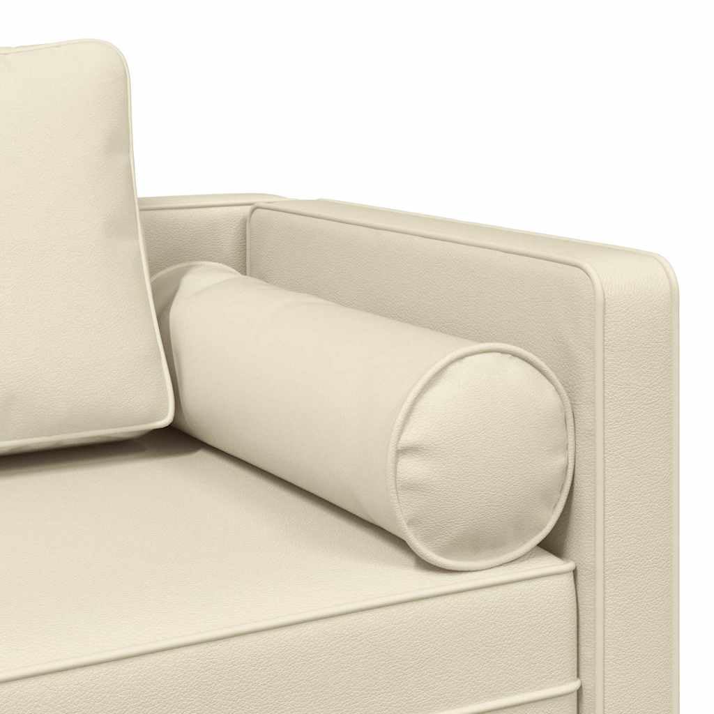 vidaXL Sdraio con Cuscini Crema in Similpelle, divano letto, divano imbottito, seduta da soggiorno, dormeuse, seduta da salotto, divano 2 posti