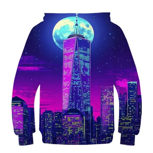 Pull graphique 3D néon ville le cadeau idéal pour enfant de 10-12 ans