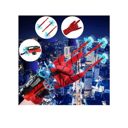 Kit Luva Aranha Herói Brinquedo Lança Teia Infantil Lançador de Dardos Com Ventosa Spider Menino Fan