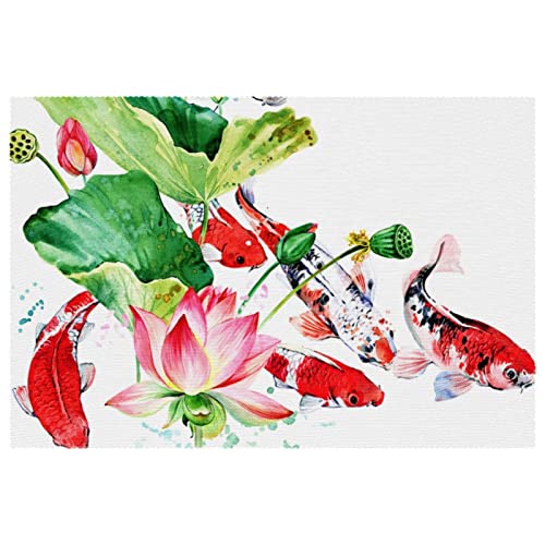 Sets de table poisson lotus de table rectangle 30,5x45,7 cm antidérapants 6x - 2