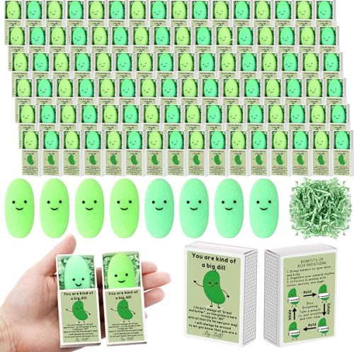 Wettarn 50 Sets Appreciation Pickle Gifts Cute Stress Balls with Support Gift Boxes Adults Party...