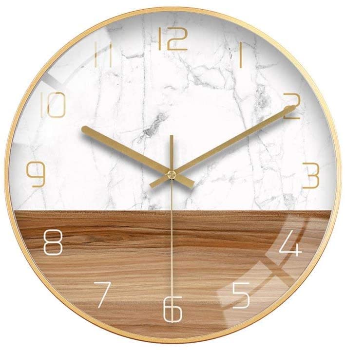 Horloge murale silencieuse à motif grain de bois pour un sommeil paisible