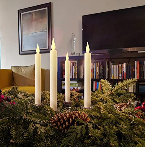 Candle Sticks Battery Operated With Remote 6 Pack Ivory, Window Candles Flickering With Timer For Thanksgiving Christmas Themed Party Wedding Halloween Decoration #TOP3
