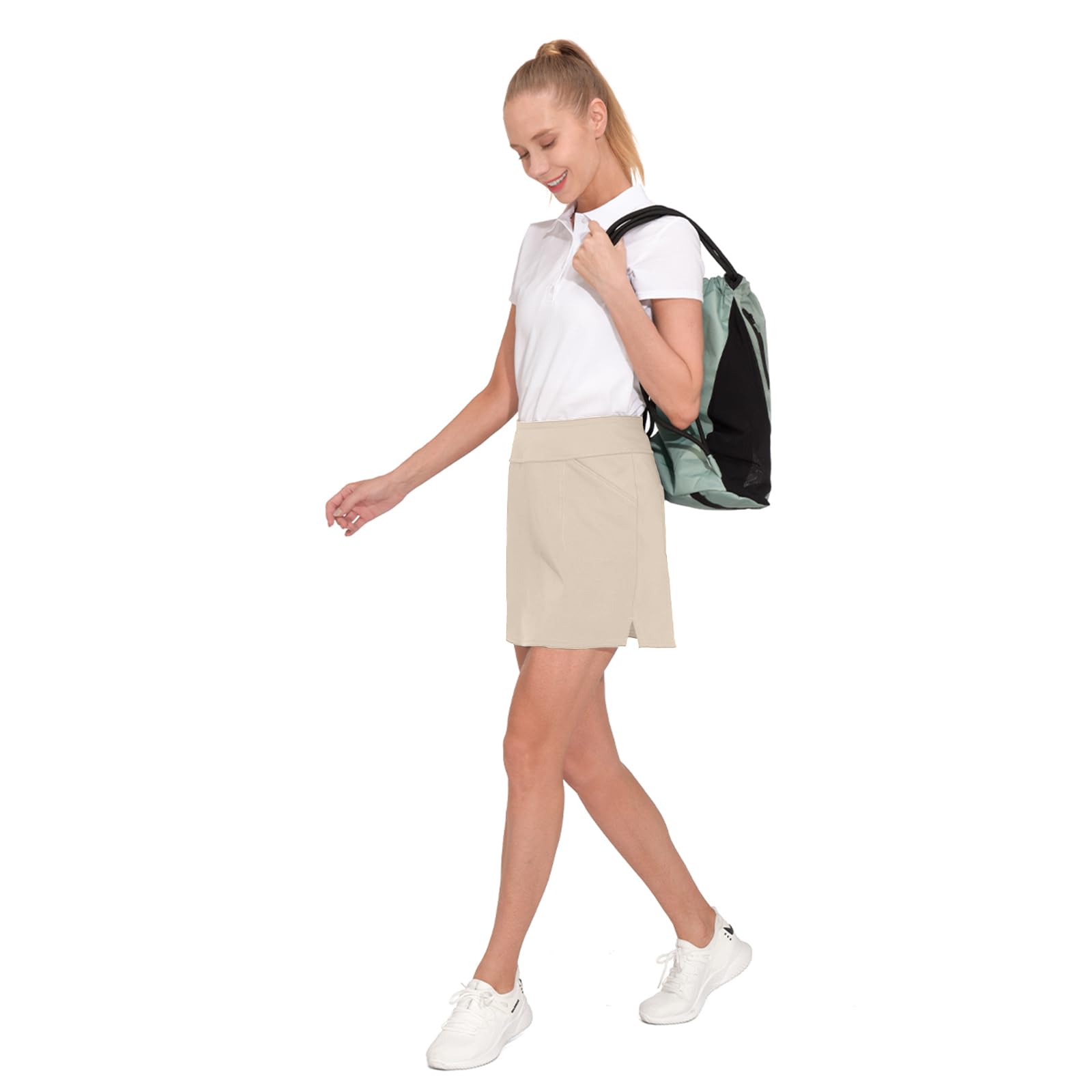 MOTEEPI 16" Golf Rock für Frauen Tennis Rock mit 4 Taschen hoch taillierte sportliche Röcke Röcke