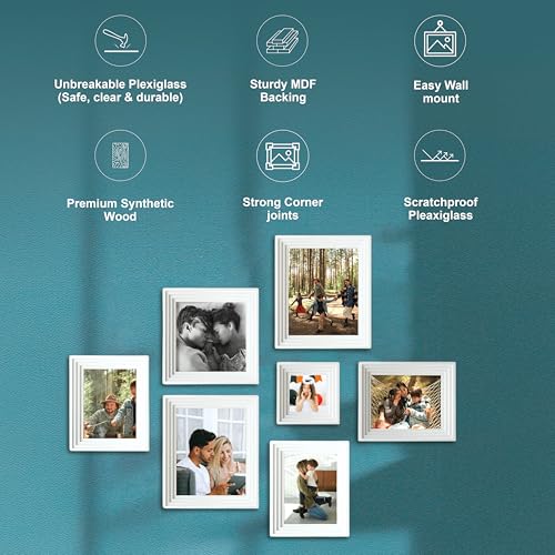 Image of Art Street White Collage Photo Frame Set for Wall Decor | Multi Size Wooden Picture Frames Gallery Wall Set for Family Photos | Modern Wall Photo Frames for Living Room, Bedroom & Home Decoration