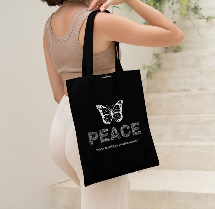 Image of TrendoPrint Reusable Shopping Bag Canvas Tote Bag for Grocery, College, Office & Shoulder Handbag Travel Bag for Men and Women (14x16 inches)