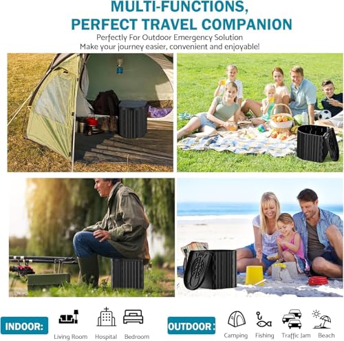 Inodoro portátil para camping con tienda de privacidad emergente, inodoro plegable ultraligero de 14.5'' para adultos, compacto para senderismo, viaje en RV, camión, pesca, playa miniatura 5