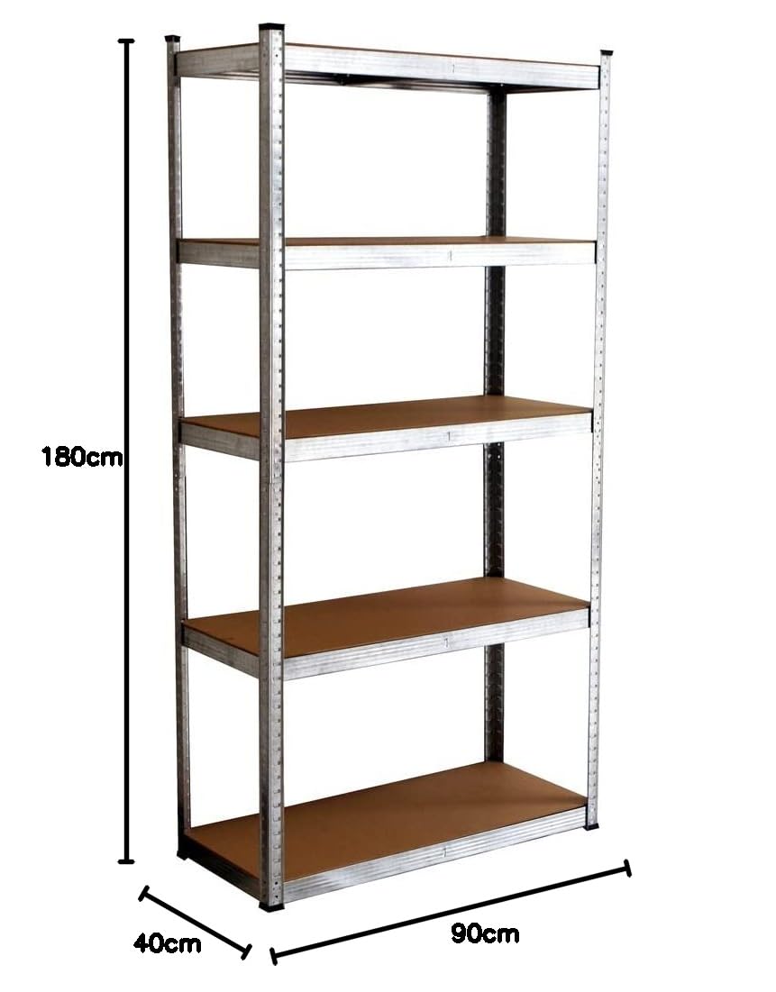 VERDELOOK Scaffale in metallo con 5 ripiani in legno 90x40x180cm