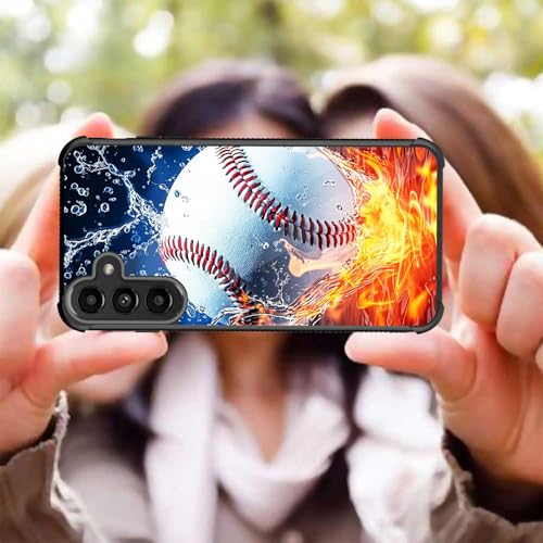 JHYYTUJTYP for Galaxy S25 Case,Tire Texture Non-Slip Soft TPU Hard Back Shockproof Anti-Scratch Protective Case for Samsung Galaxy S25 6.2 inch 2025,Baseball Ball on Fire and Water - image 6