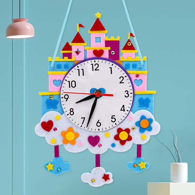 ТоуAE - Non-woven Cartoon Electric Rotating Clock Children DIY Handmade Craft Тоуs Material Kindergarten Time Cognitive Props XPY (chengbao)