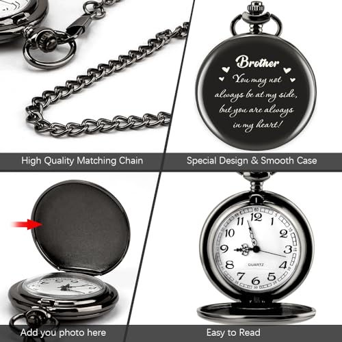 Image of Engraved Pocket Watch for Men Borther Gifts for Graduation Fathers Day Birthday Xmas Valentines Day Gifts for Brother