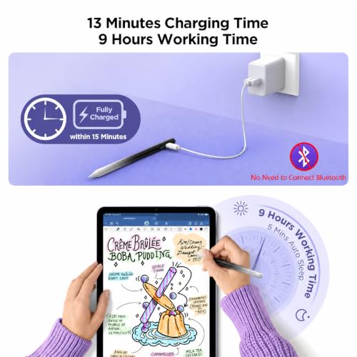 Image of DEGGE Stylus Pen for iPad 2018-2025, 15Mins Fast Charge for Apple Pencil, Palm Rejection, Compatible with iPad A16 11 /10 /9 /8 /7 /6, iPad Pro M5 /M4 /12.9 inch /11 inch, iPad mini 7 /6 /5, iPad Air M3 /M2 /5 /4 /3
