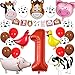 Kreatwow Animaux de la Ferme 1er fête d'anniversaire Fournitures Décorations Animal Ballons Mylar Une Bannière pour Enfants Barnyard Premier Anniversaire Décor
