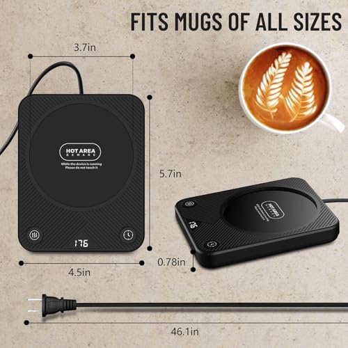 Mug Warmer, Coffee Mug Warmer with 3 Temperature Settings, Coffee Warmer for Desk Auto Shut Off, Portable Coffee Warmer, Coffee Warmer for Coffee, Tea, Various Cups, Coffee Gifts for Coffee Lovers