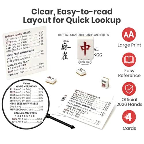 Image of PATPAT 4Pcs Mahjong Card Games Official Revision Mahjong Cards 2026 Rule