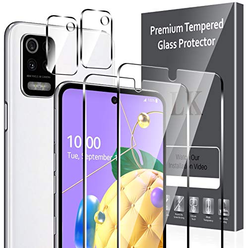 4 Pack LK 2 Pack Screen Protector + 2 Pack Camera Lens Protector CompatibleÂ with LG K53, Tempered Glass,Case Friendly, Bubble Free