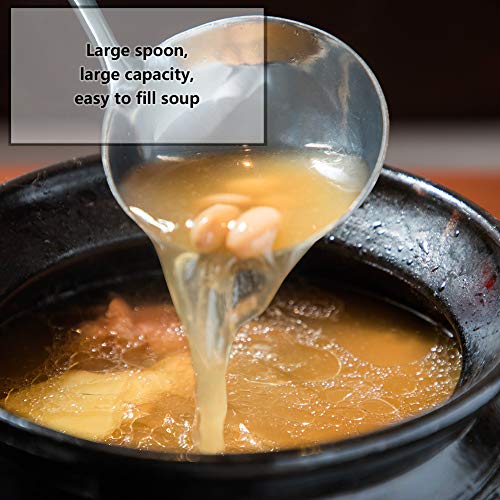 Image of Newness 2 Pack Soup Ladle, [Rustproof, Heat Resistance, Integral Forming] Resilient 304 Stainless Steel Soup Spoon with Vacuum Ergonomic Round Handle, Cooking Spoon for Kitchen, 13.7 and 11.6 Inches