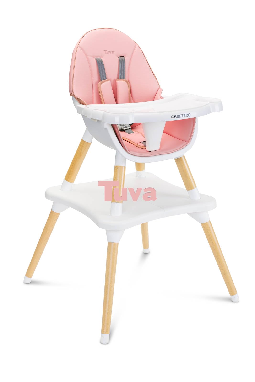 CARETERO - Krzesełko dla dziecka TUVA_p - Skandynawski design - Dziecięce siedzisko do jadalni od 6 miesięcy do 3 lat - Max. Obciążenie 15 kg - Zestaw 2w1 lub krzesełko i stolik - Rózowy