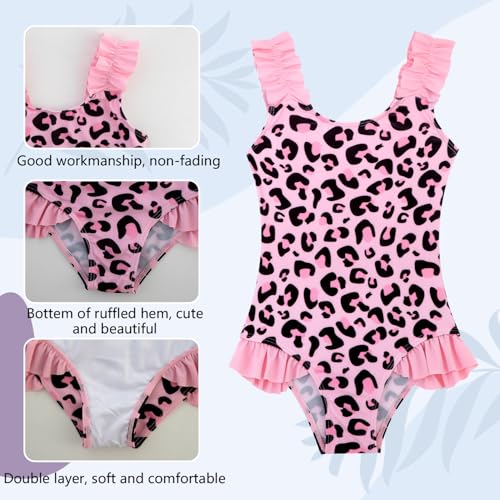 Image of XiaoMoSha Girls One Piece Swimsuit Ruffled Straps Bathing Suits Summer Swim Suit Quick Dry Beach Swimwear for Kids 3-10 Years