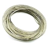 Estructura y tamaños, cable interior de acero latonado resistente a la corrosión recubierto y plastificado transparente, resistente a la oxidación a los rayos UV. Dimensiones: longitud total del cable 20 metros, diámetro 3 mm, carga de rotura 90 kg.