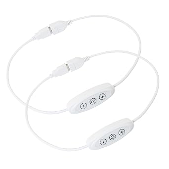 2pcs USB Dimmer Switch, 2 Pack Female to Male USB Inline Dimmer, 10 Speed Dimming USB Dimmer for 5V Single Color LED Lights, White