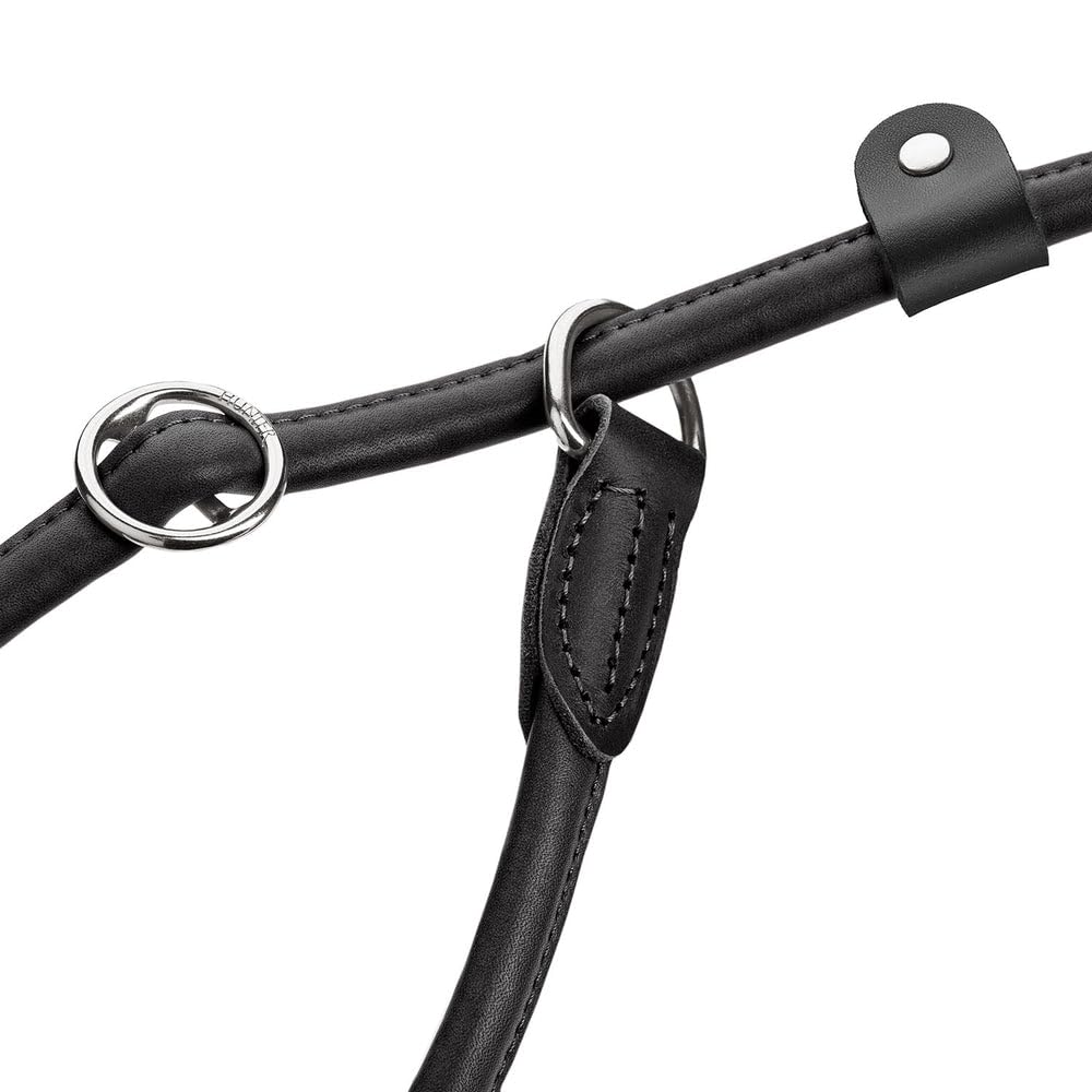 HUNTER Retriever Lead Round & Soft Canadian UP Colour: Black, Soft Leather, Hand Strap, Stop Ring, Rounded, Sustainable - Image 2