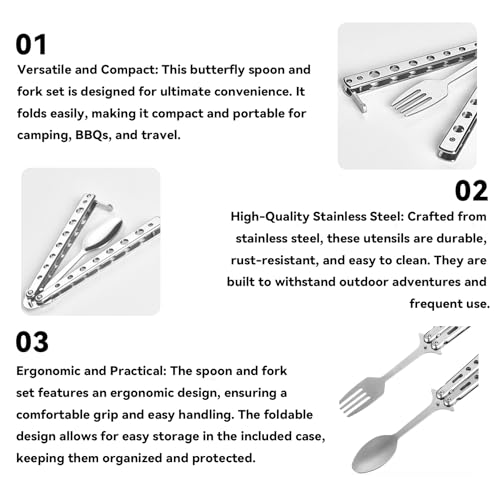 2Pcs Foldable Butterfly Camping Spoon Convenient Detachable Camping Spoon Useful Stainless Steel Foldable Utensils for Camping Travel Outdoor - Image 6