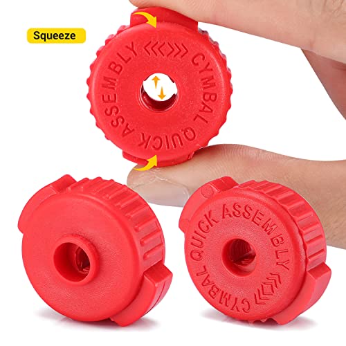 Facmogu 6Pcs Red Placstic Cymbal Mates, Quick Release Cymbal Nut & Cymbal Mate For Percussion Replacement Kitparts, Quick-Fit Cymbals Nut Suitable For 8Mm Threaded Cymbal Stands #TOP1