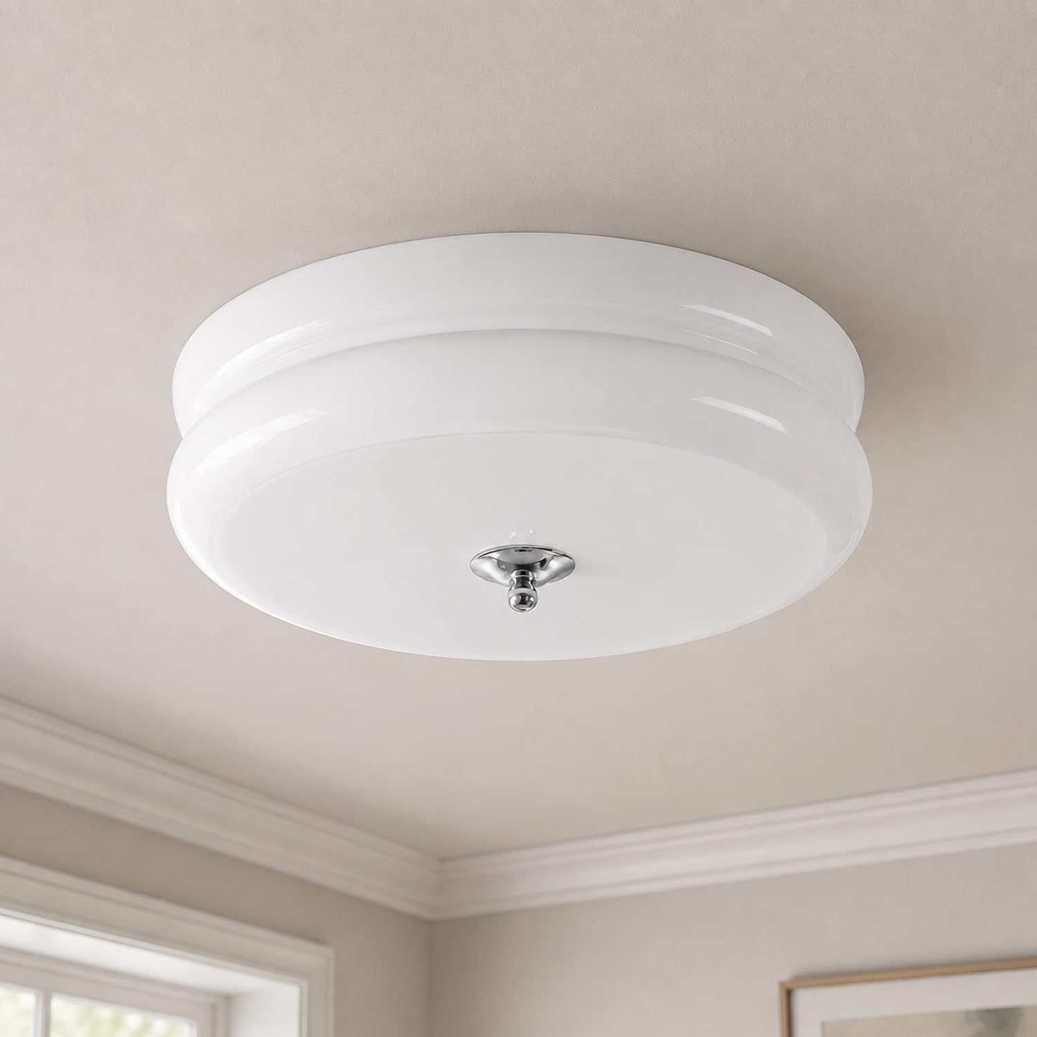 Photo 1 of Bofea Modern Milk Glass Flush Mount Ceiling Light