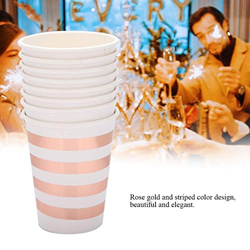 FTVOGUE Rose/Goud/Gestreept Papier Bekers/Rietjes Wegwerpservies Feestbenodigdheden voor Verjaardagsfeest Bruiloft - Afbeelding 6