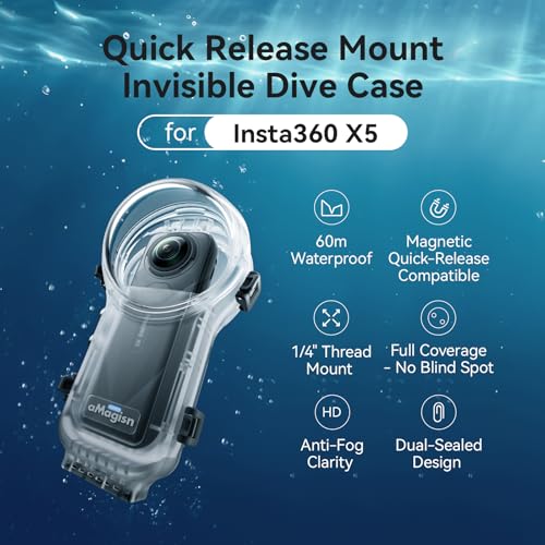 Image of Invisible Dive Case for Insta360 One X5 Compatible with Quick Release Mount Invisible Waterproof Shell for X5 Accessories