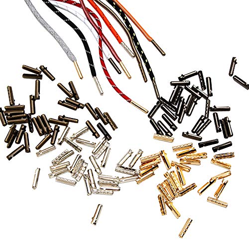 JIHUOO 100 Pièces Bouts en Métal de Lacet pour Chaussures Pointe de Lacet Cover