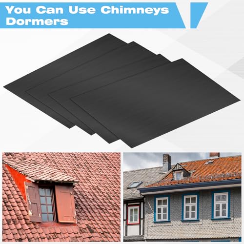 Image of Therwen 40 Pcs Aluminum Flashing Roof Sheet 5 x 7 Inch, Black