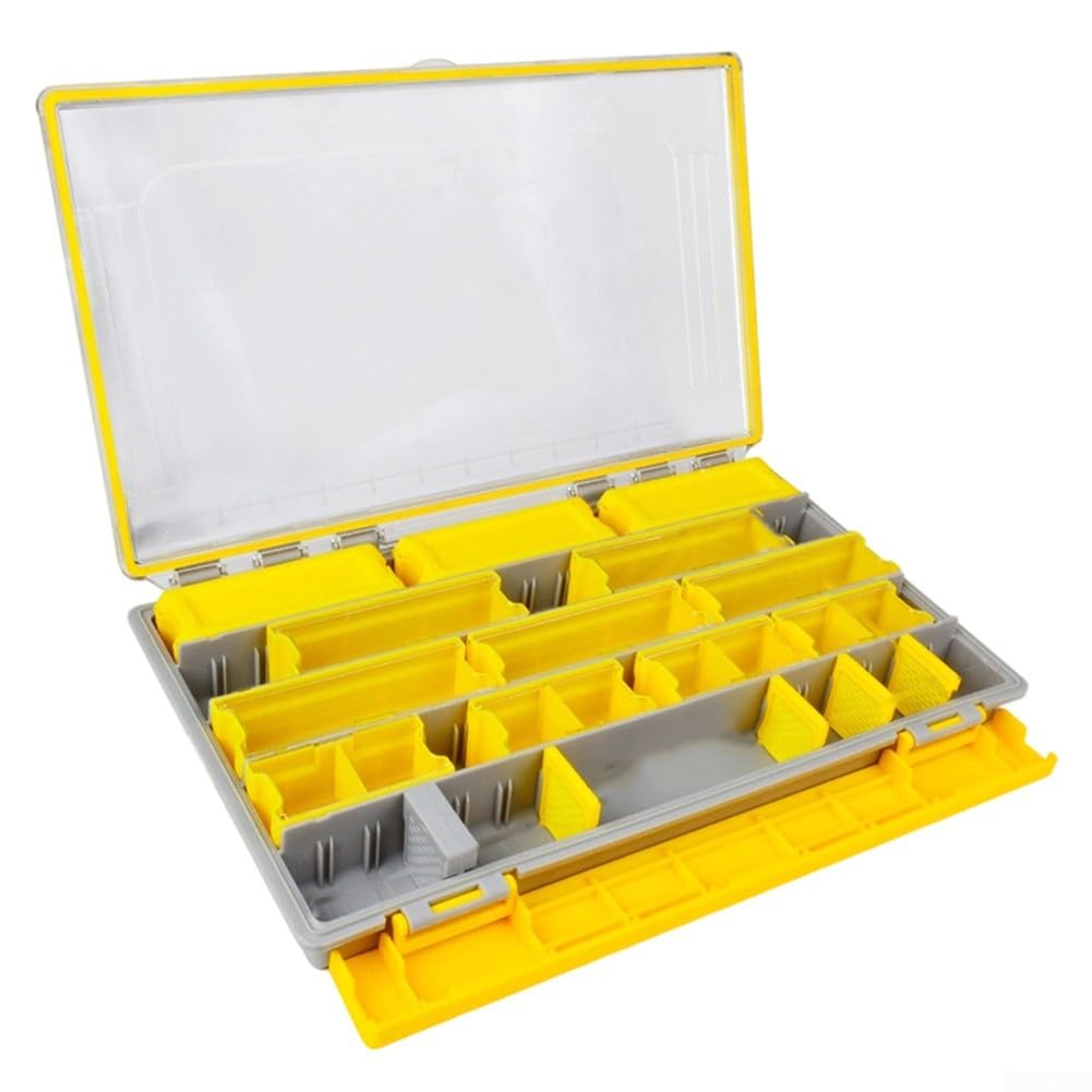 Caja de aparejos de pesca de una sola capa con separadores precortados, tapa transparente, caja de almacenamiento de polipropileno para anzuelos, cebos, plomos, señuelos, contenedor