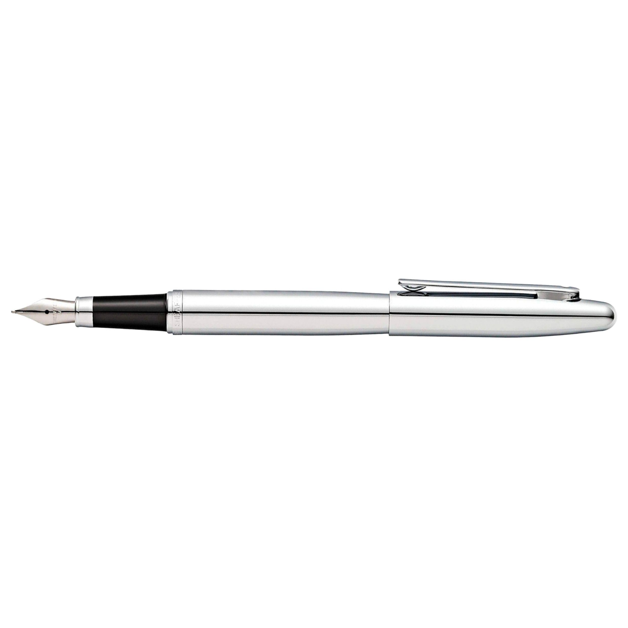 Sheaffer VFM E0942153 - Penna stilografica in metallo ricaricabile, pennino medio, confezione regalo premium e cartuccia nera, confezione da 1 pezzo, cromato lucido