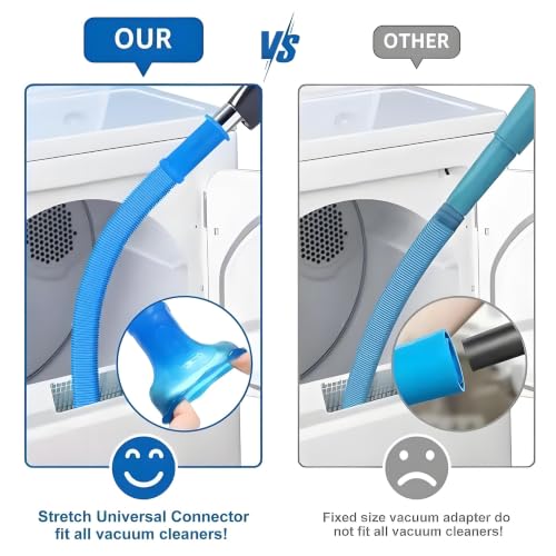 Image of Universal Dryer Vent Cleaner Kit Compatible with All Vacuum Cleaner Include Vacuum Hose Attachment Accessories Brush Lint Brush,Dryer Vent Vacuum Hose (Light Blue)