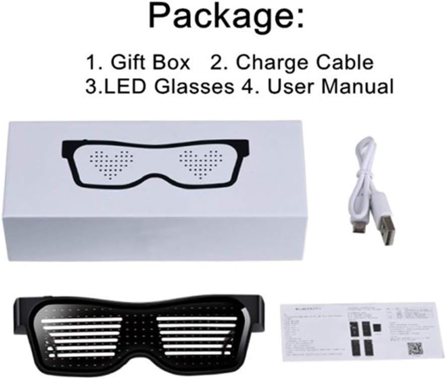 AINSKO LED Customizable Bluetooth Glasses for Party, APP Control LED Display Smart Glasses, USB Rechargeable Glasses for Nightclub, Festivals, Raves, Christmas, Birthday Costumes(Green)