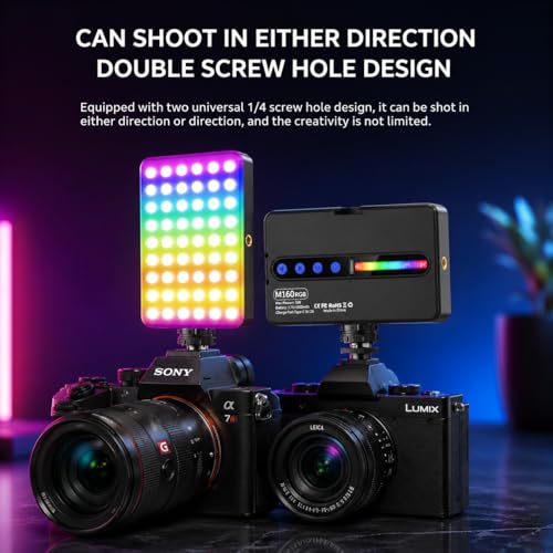 Image of GADGETKING M160 RGB Video Light for Mobile & Camera | 2700K-6500K Full Color LED Light | Rechargeable Pocket Light for Reels, YouTube, Photography & Live Streaming