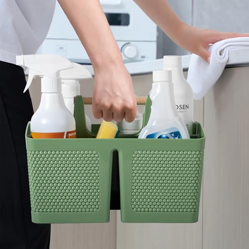 Image of rejomiik Plastic Shower Caddy, Portable Shower Basket with Handle, Green