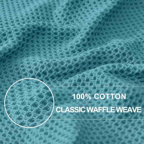 Image of Homaxy 100% Cotton Waffle Weave Kitchen Dish Cloths, Ultra Soft Absorbent Quick Drying Dish Towels, 12 x 12 Inches, 24-Pack, Lake Blue