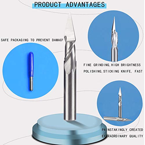 Huhao Spiral Engraving Router Bit 6Mm Shank 2 Flutes 0.5Mm Tip Pyramid Cnc Router Bit 30 Degree 2D 3D Sculpture Carving Woodworking Tool 1Pc #TOP2