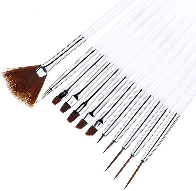 12Pcs Plastic Handle Nail Art Liner Drawing Polish Painting Brush Acrylic Powder Carving Gel Extension Manicure Pen Tools Set