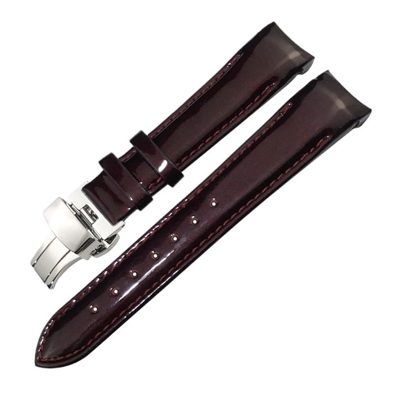 Bracelet montre femme en cuir véritable violet 18mm boucle silver