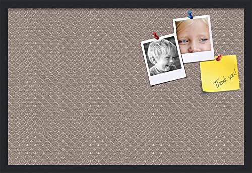 PinPix 30x20 Inch Cork Bulletin Board. This Decorative Framed Pin Board Comes with Brown Circles Design and a Satin Black Frame. Ideal for Home Office Decor or Message Board (PinPix-492)